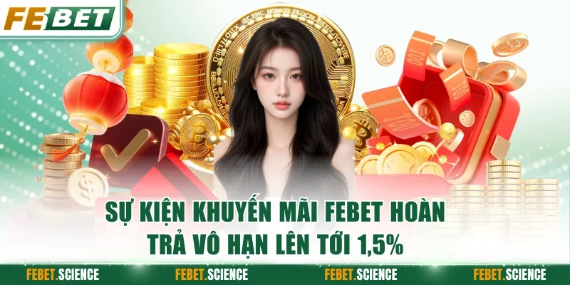 Sự kiện khuyến mãi FEBET hoàn trả vô hạn lên tới 1,5%