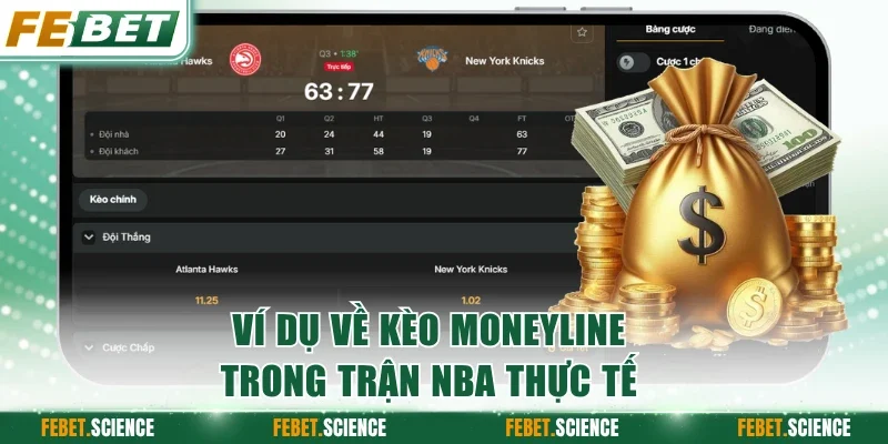 Ví dụ về kèo Moneyline trong trận NBA thực tế